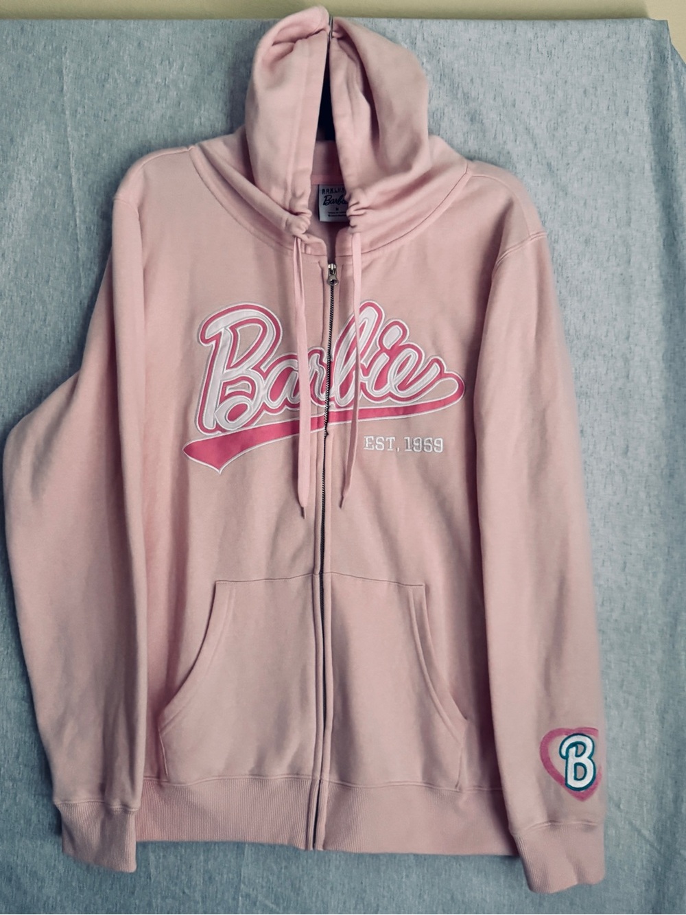 Box Lunch Barbie Full Zip Hoodie Jacket Soft Pink Barbie Women Size Medium